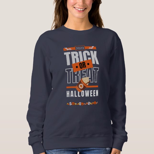 2023 Bus eller godis-Halloween-design T Shirt (Framsida)