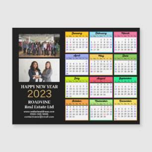 2023 Business 2 Photo Modern Färg Calendar Magnet