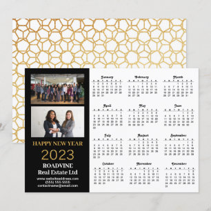 2023 Business 2 Photo Modern Guld-skriptkalender Julkort