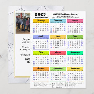 2023 Business Calendar Modern Grått Black Photo Julkort