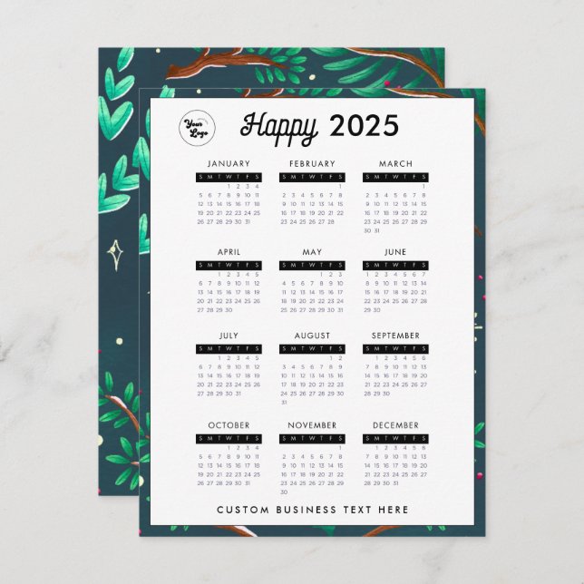 2023 Business Logotyp Calendar Company Festive Grö Julkort (Fram/baksida)