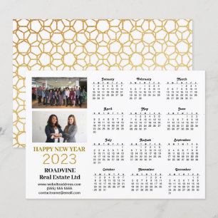 2023 Business Photo Modern Guld Script Calendar Julkort