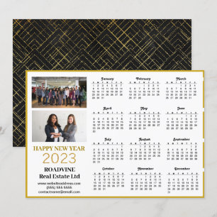 2023 Business Photo Modern Guld Script Calendar Julkort
