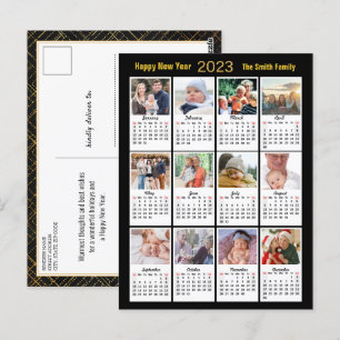 2023 Calendar 12 Photo Modern Family Guld-skript Vykort