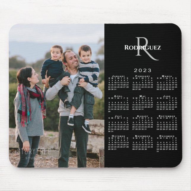 2023 Calendar Anpassningsbar Photo Monogram Namn o Musmatta (Framsidan)
