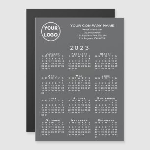 2023 Calendar Business Logotyp Text Grått Magnet C
