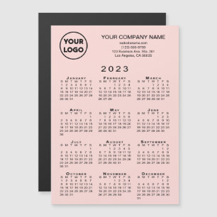 2023 Calendar Business Logotyp Text Rosa Magnet