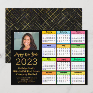 2023 Calendar Business Modern Guld-skript - foto Julkort
