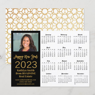 2023 Calendar Business Modern Guld-skript - foto Julkort
