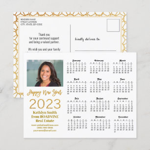 2023 Calendar Business Modern Guld-skript - foto Vykort