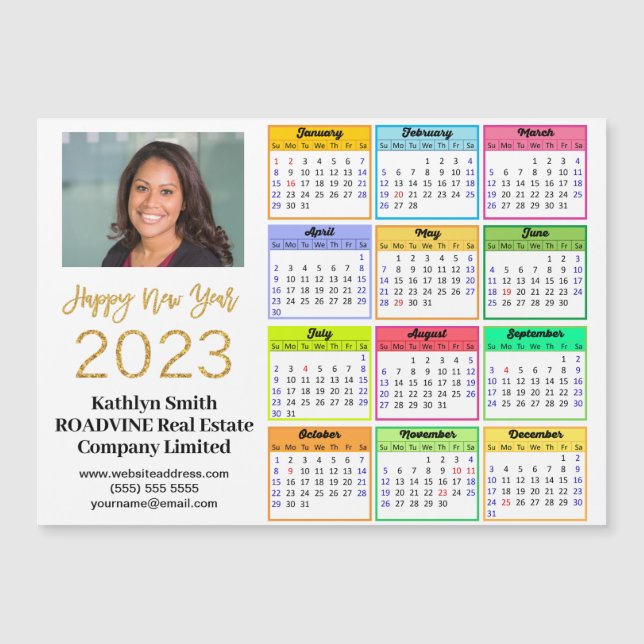 2023 Calendar Business Modern Script Photo Magnet (Framsida)