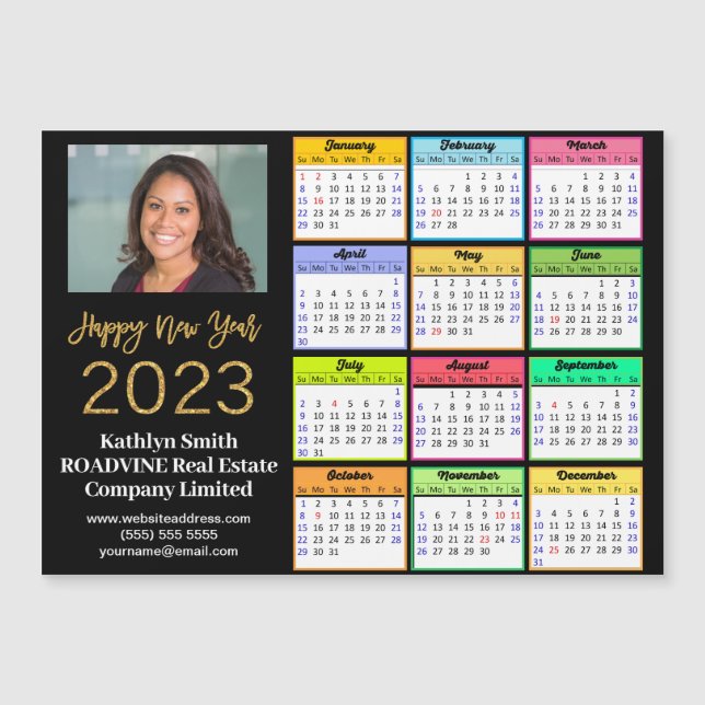 2023 Calendar Business Modern Script Photo Magnet (Framsida)