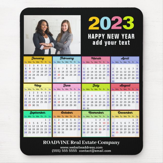 2023 Calendar Business Photo Anpassningsbar Modern Musmatta (Framsidan)