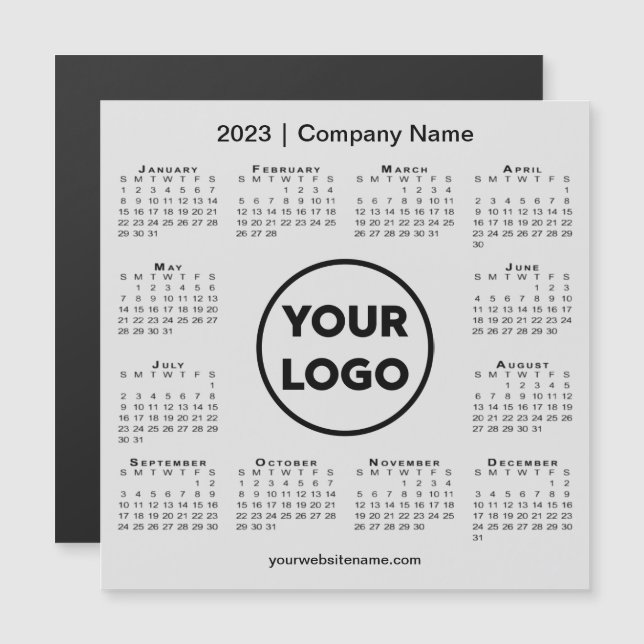 2023 Calendar Company Logotyp on Light Grått Magne (Fram/baksida)