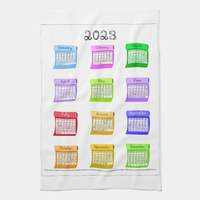 2023 Calendar Fabric Font Month Bolts of Fabric Kökshandduk (Vertikal)