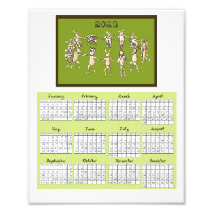 2023 Calendar Fabric Font Rabbits Dancing Photo Pr Fototryck