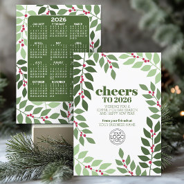 2023 Calendar lila grönt CHEERS Logotyp Business Julkort