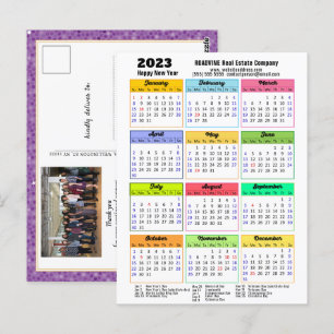 2023 Calendar Lila Modern Corporate Photo Vykort