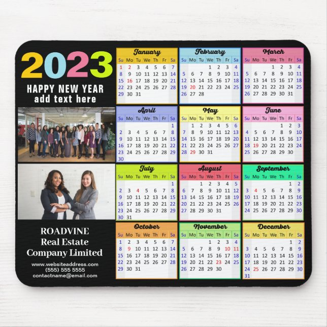 2023 Calendar Modern 2 Photo Anpassningsbar Busine Musmatta (Framsidan)