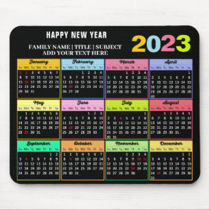 2023 Calendar Modern Anpassningsbar White on Black Musmatta
