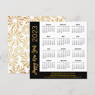 2023 Calendar Modern Guld-skript på Black Business Julkort