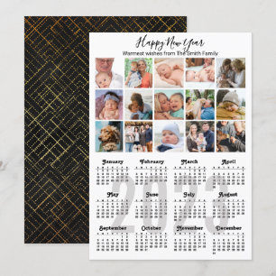 2023 Calendar Multi Photo Cute Script Modern Black Julkort