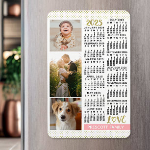 2023 Calendar  Rosa Guld Family Photo Collage Magnet