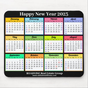 2023 Calendar Simple White Black Script Business Musmatta