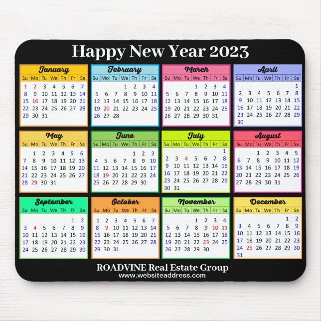 2023 Calendar Simple White Black Script Business Musmatta (Framsidan)