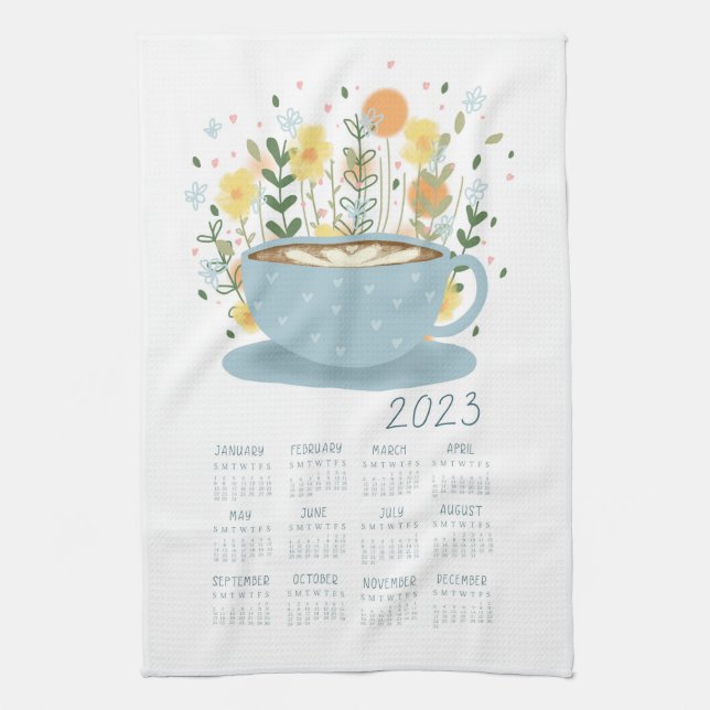 2023 Coffee Tea Towel Calendar Art Kökshandduk (Vertikal)