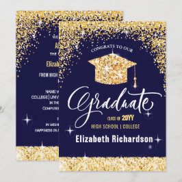 2023 Elegant Kalligrafi Guld Glitter Studenten Meddelande
