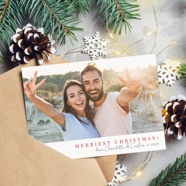 2023 ENKELT PHOTO god jul rödkalligrafi Julkort (Skapare uppladdad)