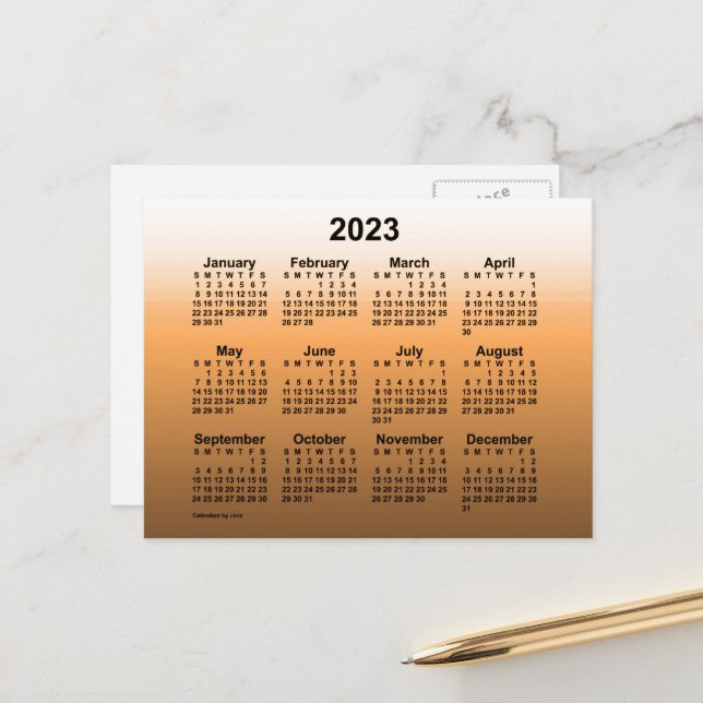 2023 Faded Gold Mini Kalender av Janz Postcard Vykort (Fram/Back In Situ)