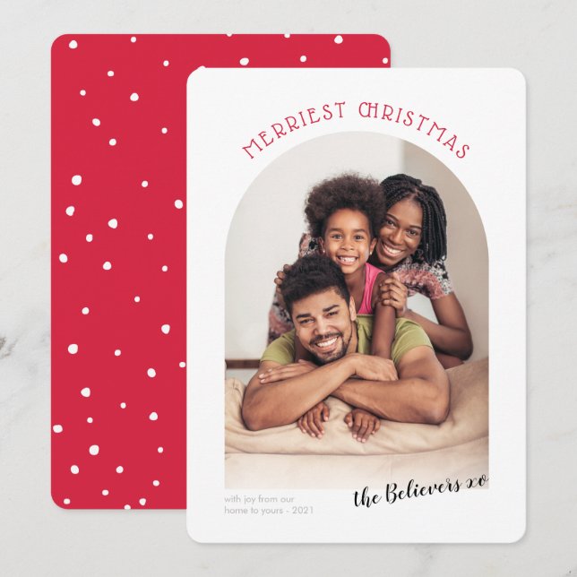 2023 FAMILY PHOTO merriest christmas arch red. Meddelande (Fram/baksida)