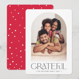 2023 FAMILY PHOTO minimalist Arch GRATEFUL Red Meddelande