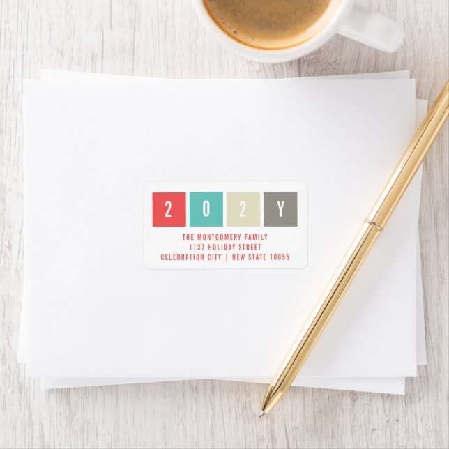 2023 Färg blockerar det moderna nya året Adress He Adressetikett (Insitu)