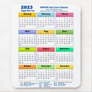 2023 Färg kalender Modern Blue Business  Musmatta