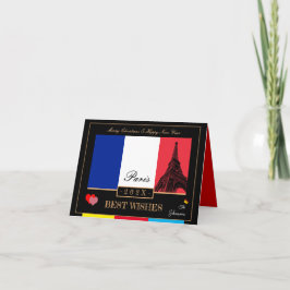 2023 Franska flaggan & Eiffeltornet Gott nytt år,  Kort