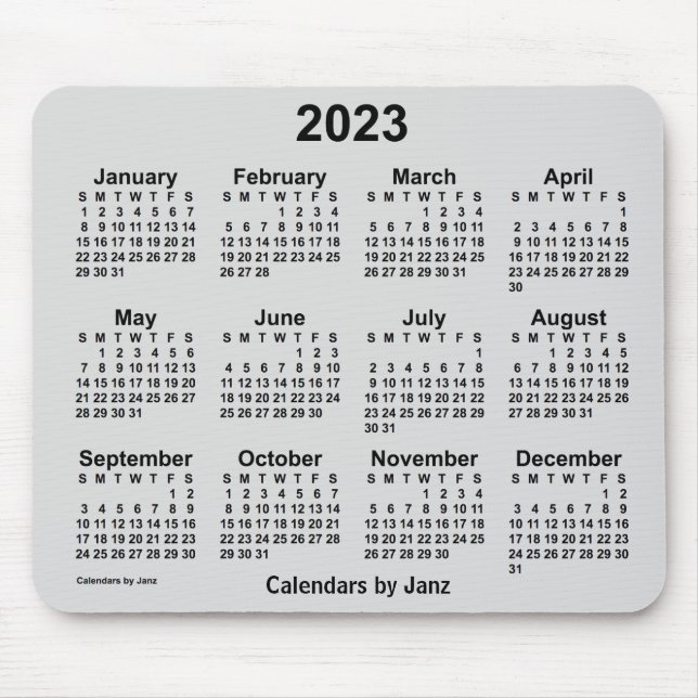 2023 Gainsborough Grått Calendar av Janz Mouse Pad Musmatta (Framsidan)