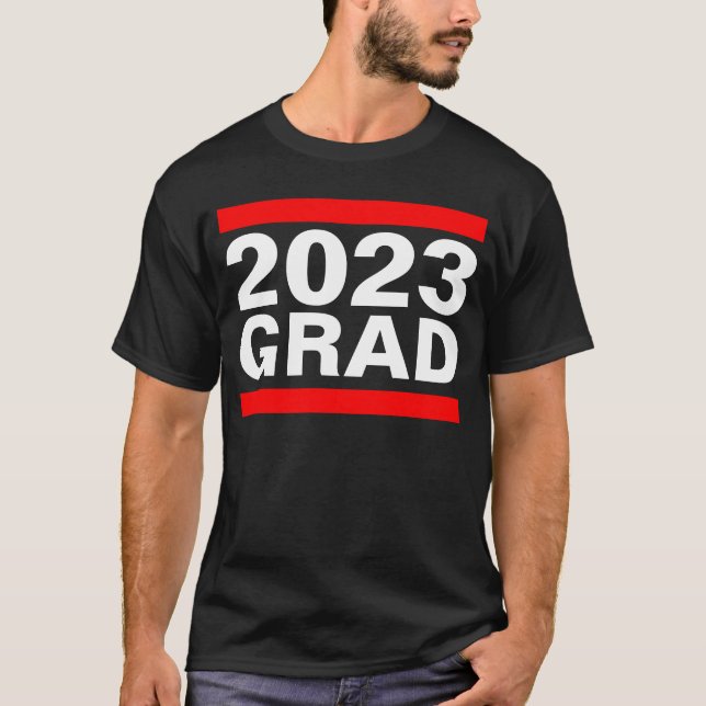 2023 Grad Black White Coola Block Studenten T Shirt (Framsida)