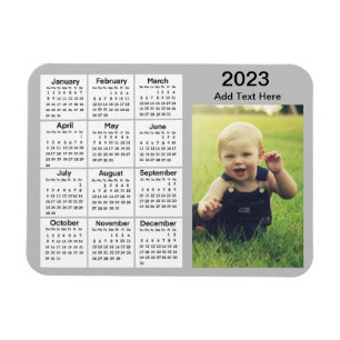2023 Grått Mini Photo Calendar Magnet