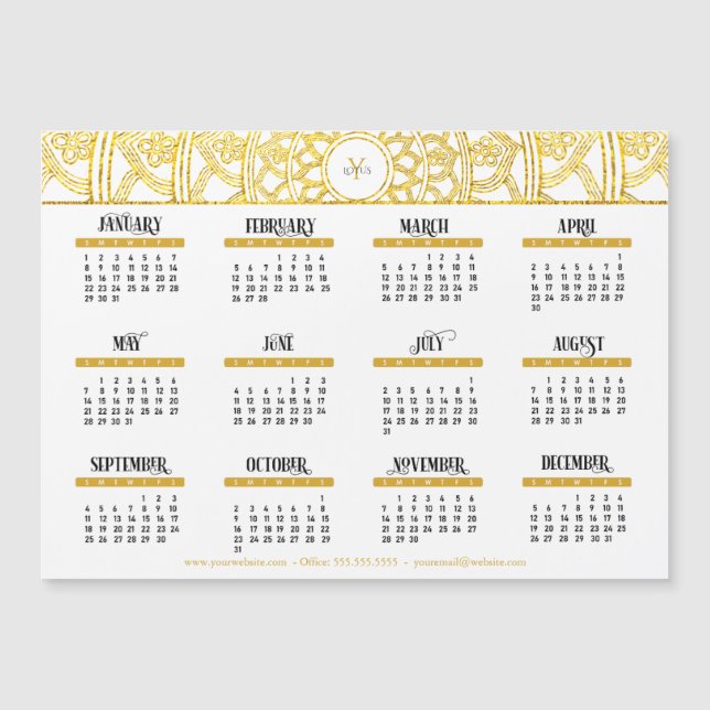 2023 Guld Lotus Monogram Business Calendar (Framsida)