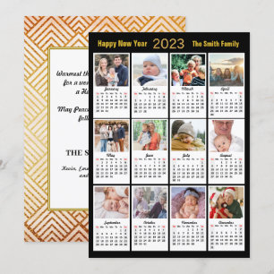 2023 Guld-skript Modern Family 12-fotomalender Julkort