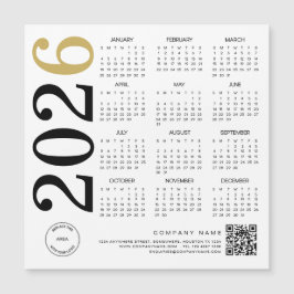 2023 Guld White Calendar Logotyp QR Code Business