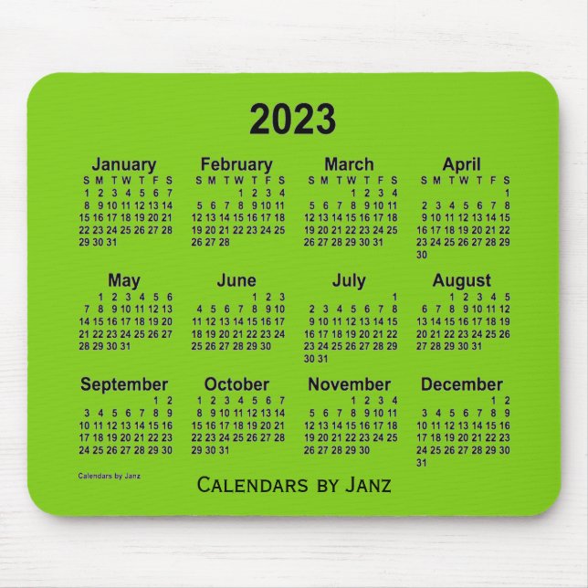 2023-Gultens Grönt Kalender av Janz Mouse Pad Musmatta (Framsidan)