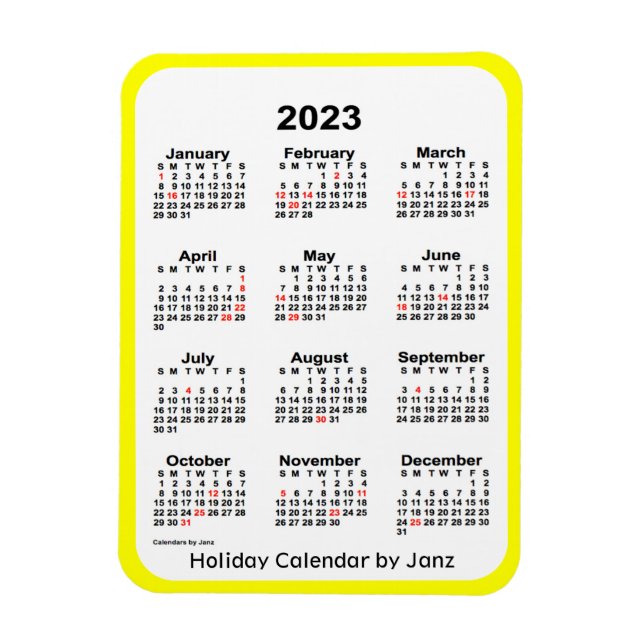 2023-Gultens Helgdag Kalender från Janz Magnet (Vertikal)