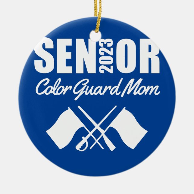 2023 Högre Färg Guard Mamma Flagga Marching Band Julgransprydnad Keramik (Framsidan)