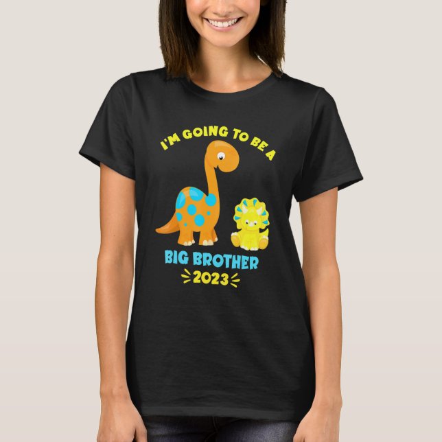 2023 I'm Going To Be A Big Brother Brontosaurus Di T Shirt (Framsida)