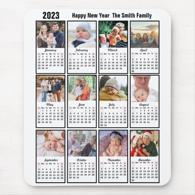 2023-kalender 12-familjens foto Modern minimalisti Musmatta (Framsidan)