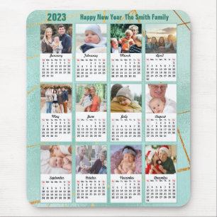 2023 Kalender 12 Fotomodern Grönt - enkel Musmatta
